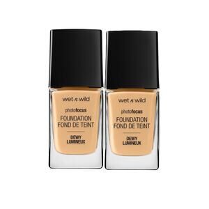 New 2 Pack Wet n Wild BUFF BISQUE Photo Focus Dewy Liquid Foundation Makeup